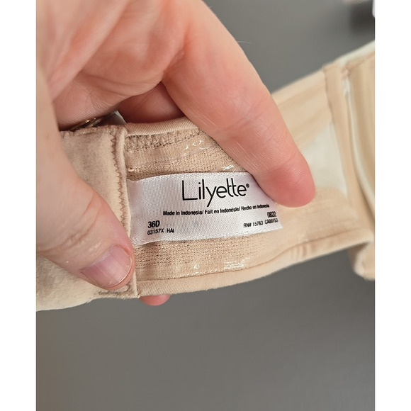 Lilyette Comfort Devotion Beige Comfort Lift Strapless Underwire Bra Size 36D - Picture 4 of 4